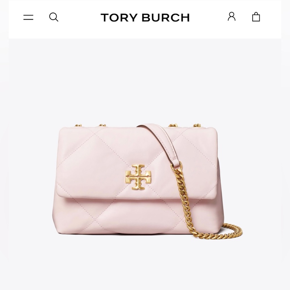 NWT- New Tory Burch Kira Diamond Quilt Small Convertible Shoulder Bag- Rose Salt